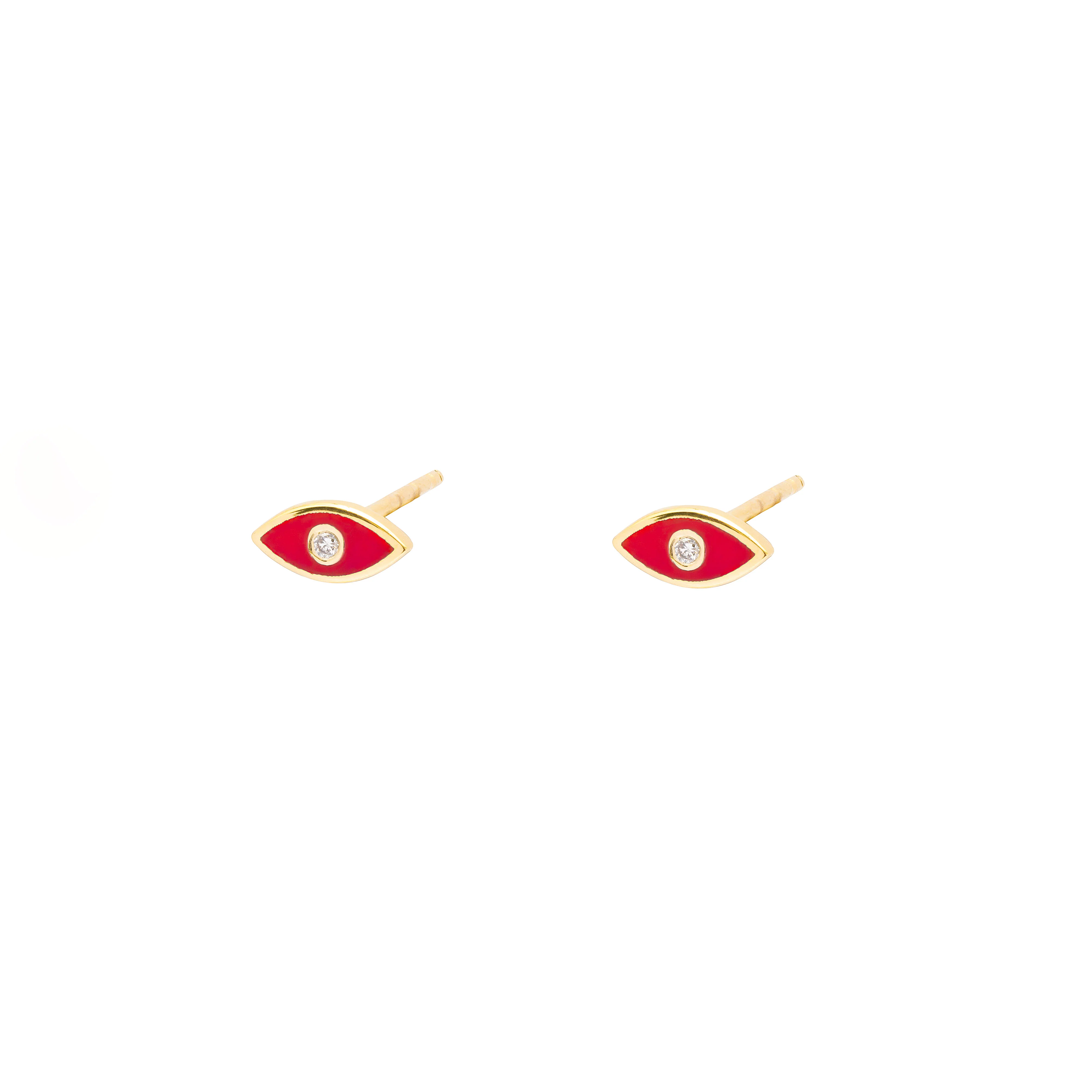 Evil Eye 10k gold lab diamond stud earrings - Image 4