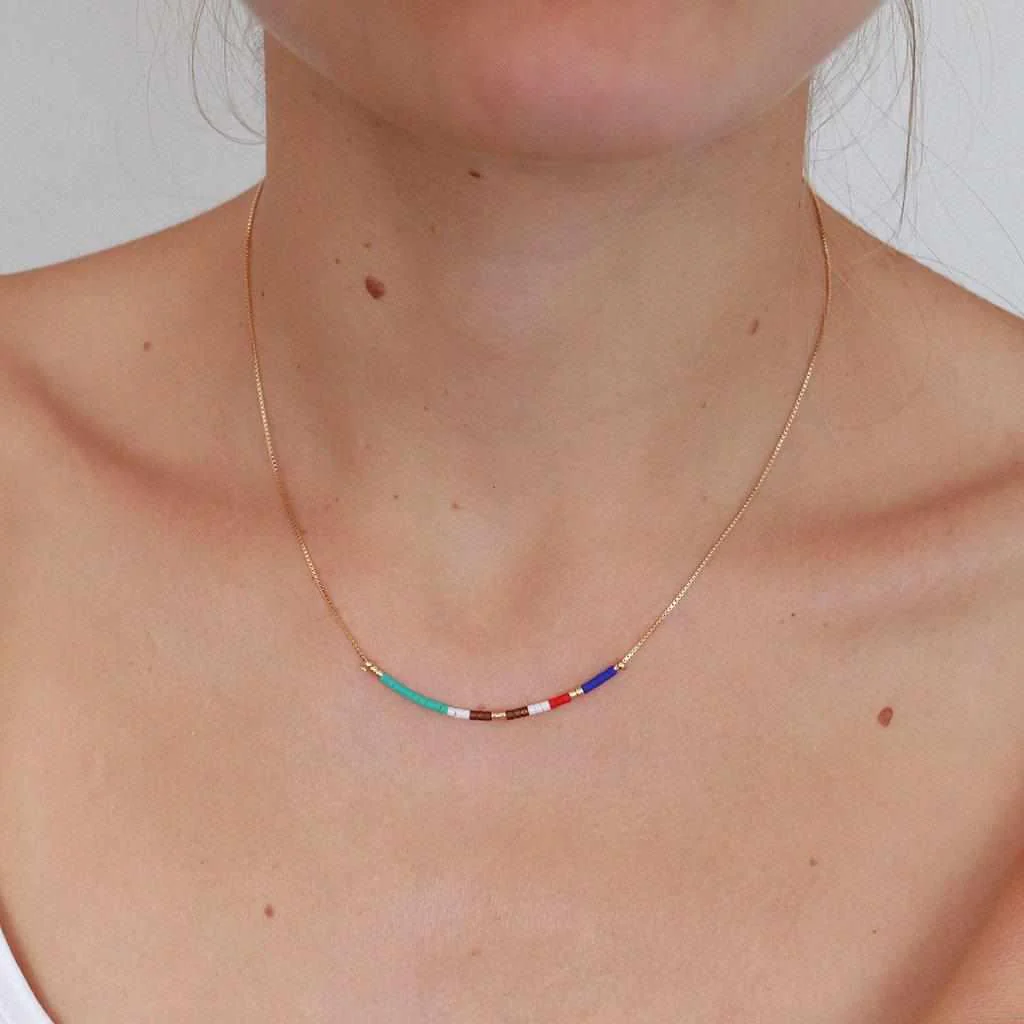 April colourful beads gold necklace - Image 2