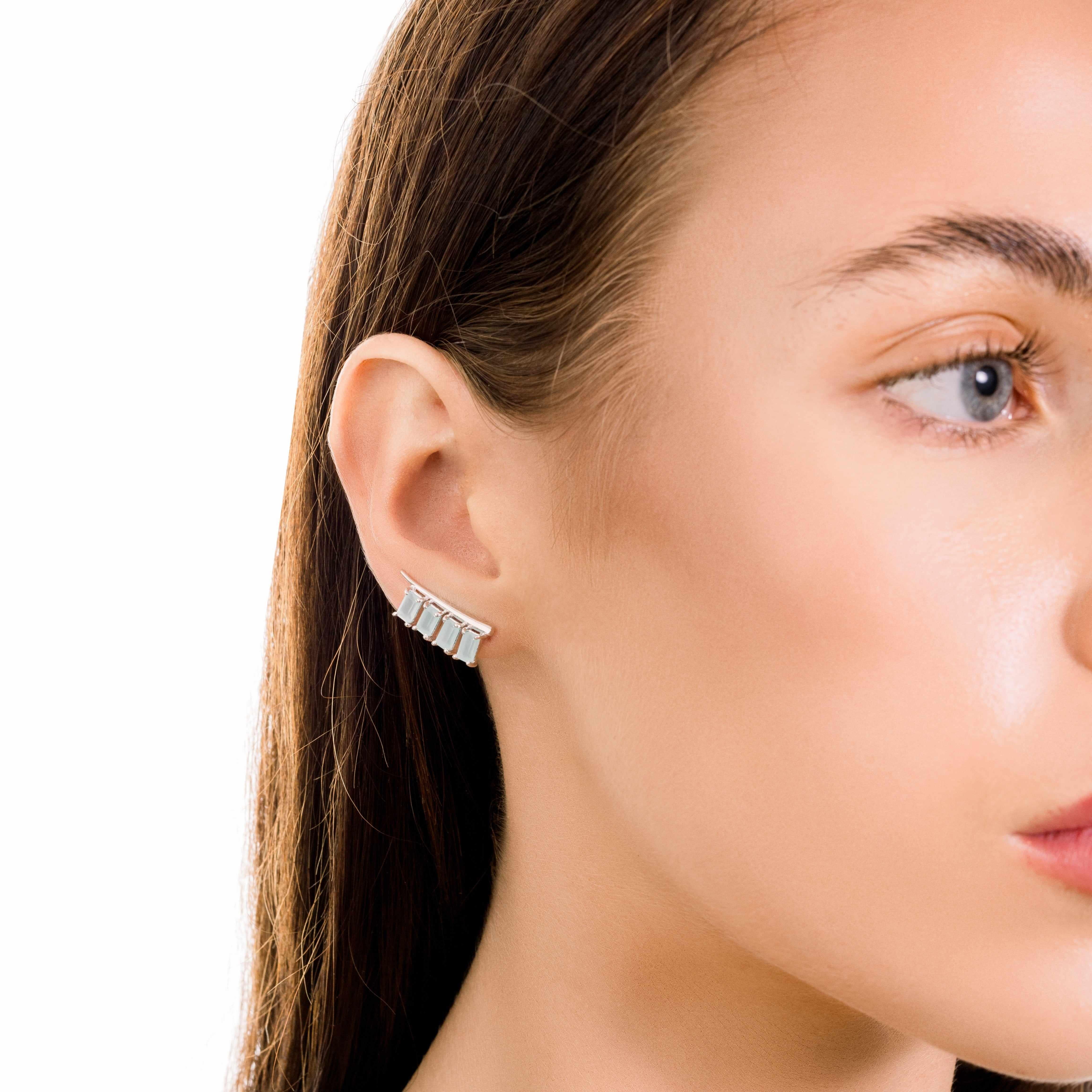 Azra crawler gold plated semi-precious stone earrings - Image 2