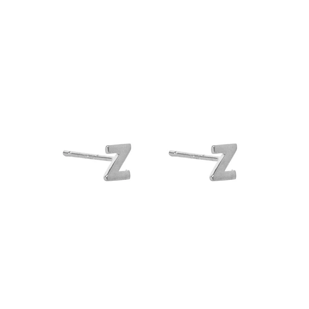 Initial silver plain studs - Image 3