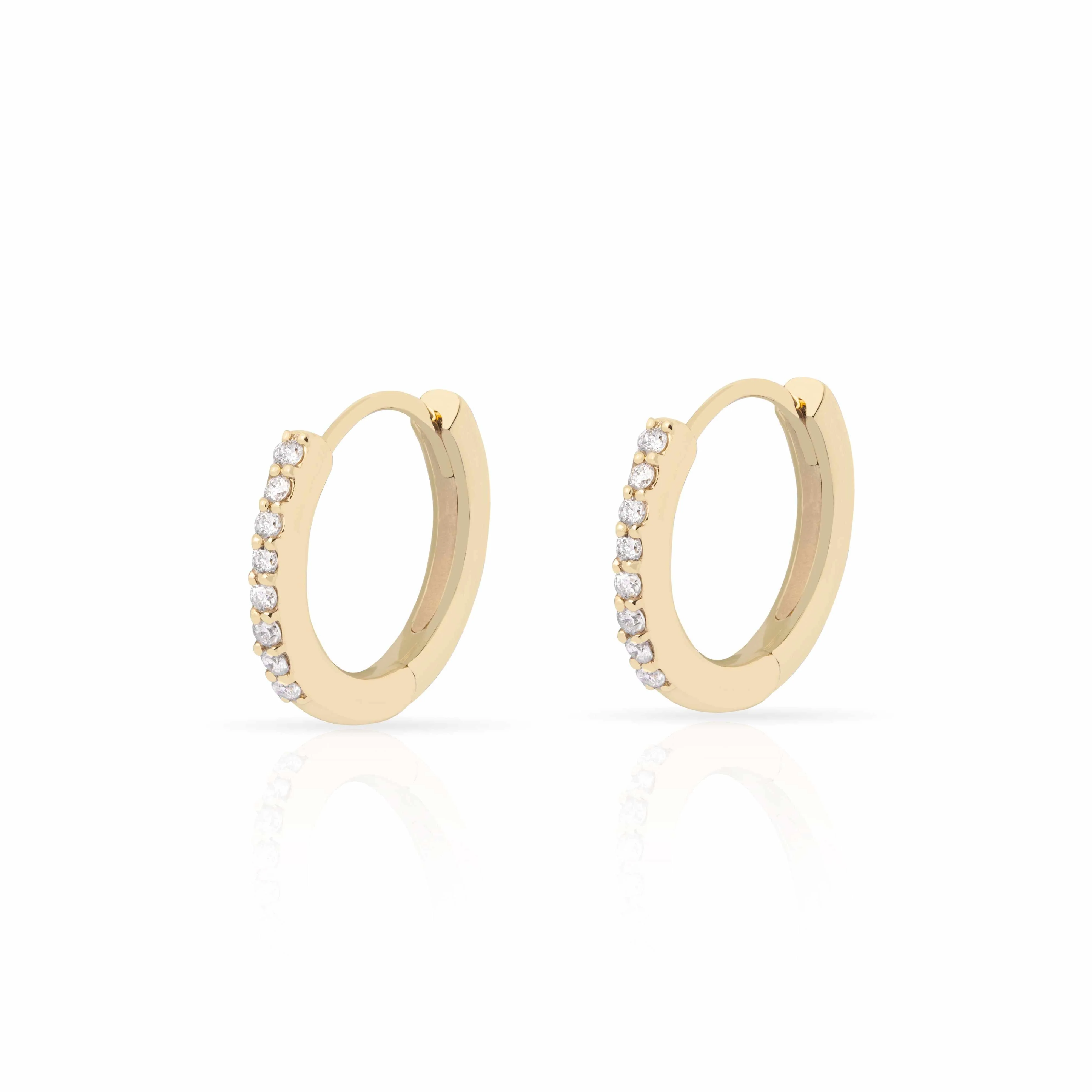 Iris Lab-Grown Diamond Huggie Hoop Earrings – 10K Gold