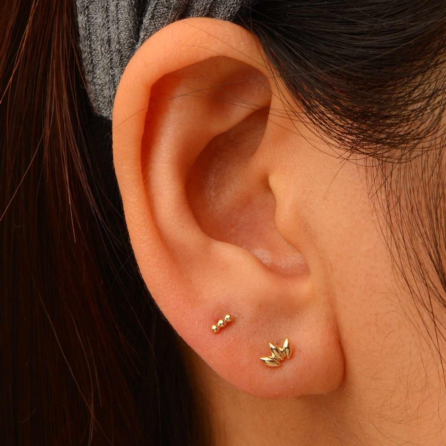 London Trio Marquise Labret Earring – 14K Solid Gold Flat Back - Image 2