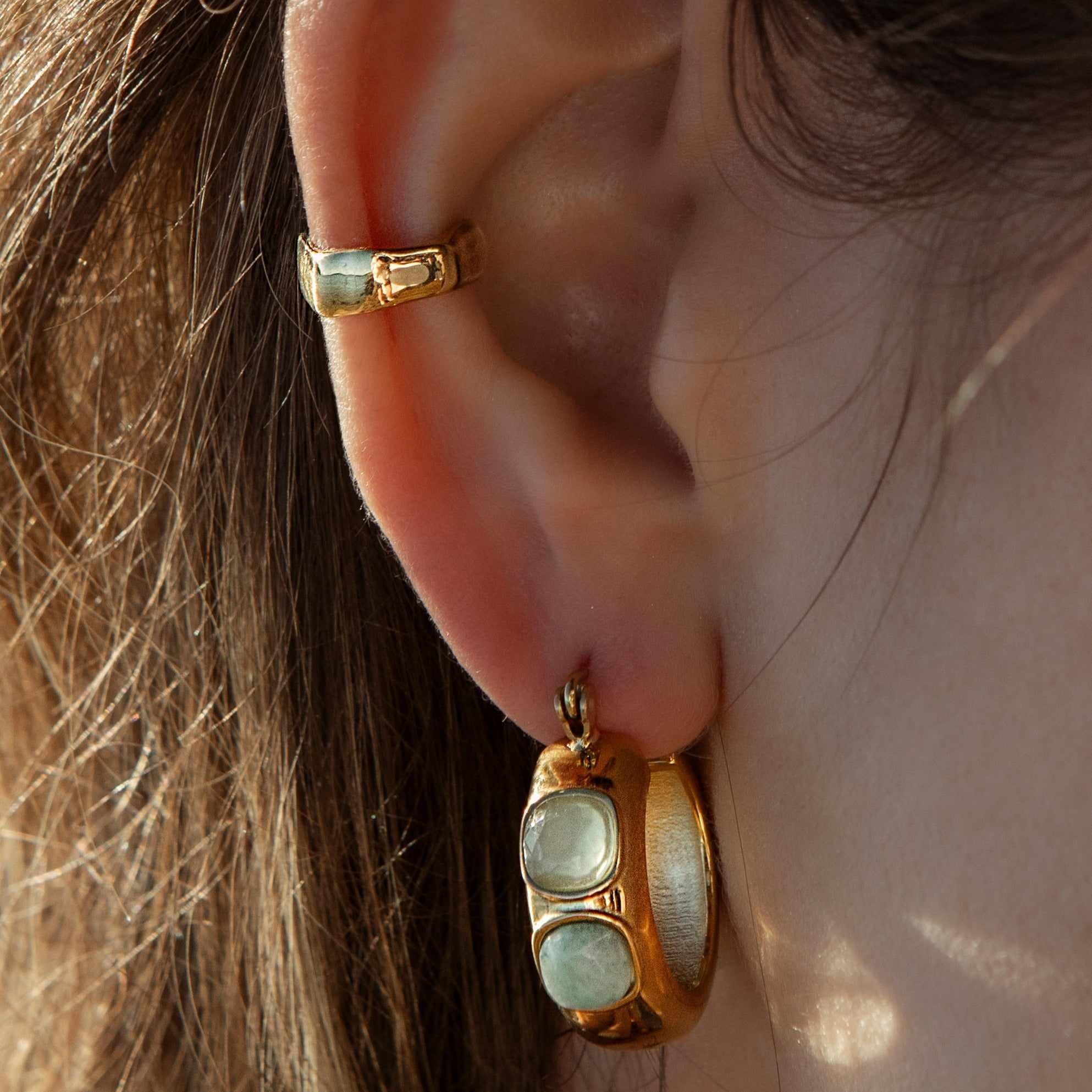 Nola semi-precious hoop earrings - waterproof - Image 4