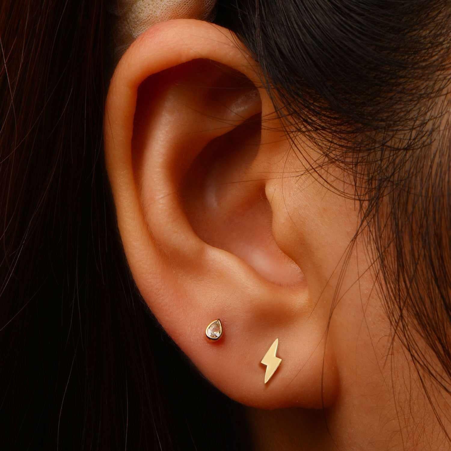 Paris lightning bolt 14k gold labret earring - Image 2