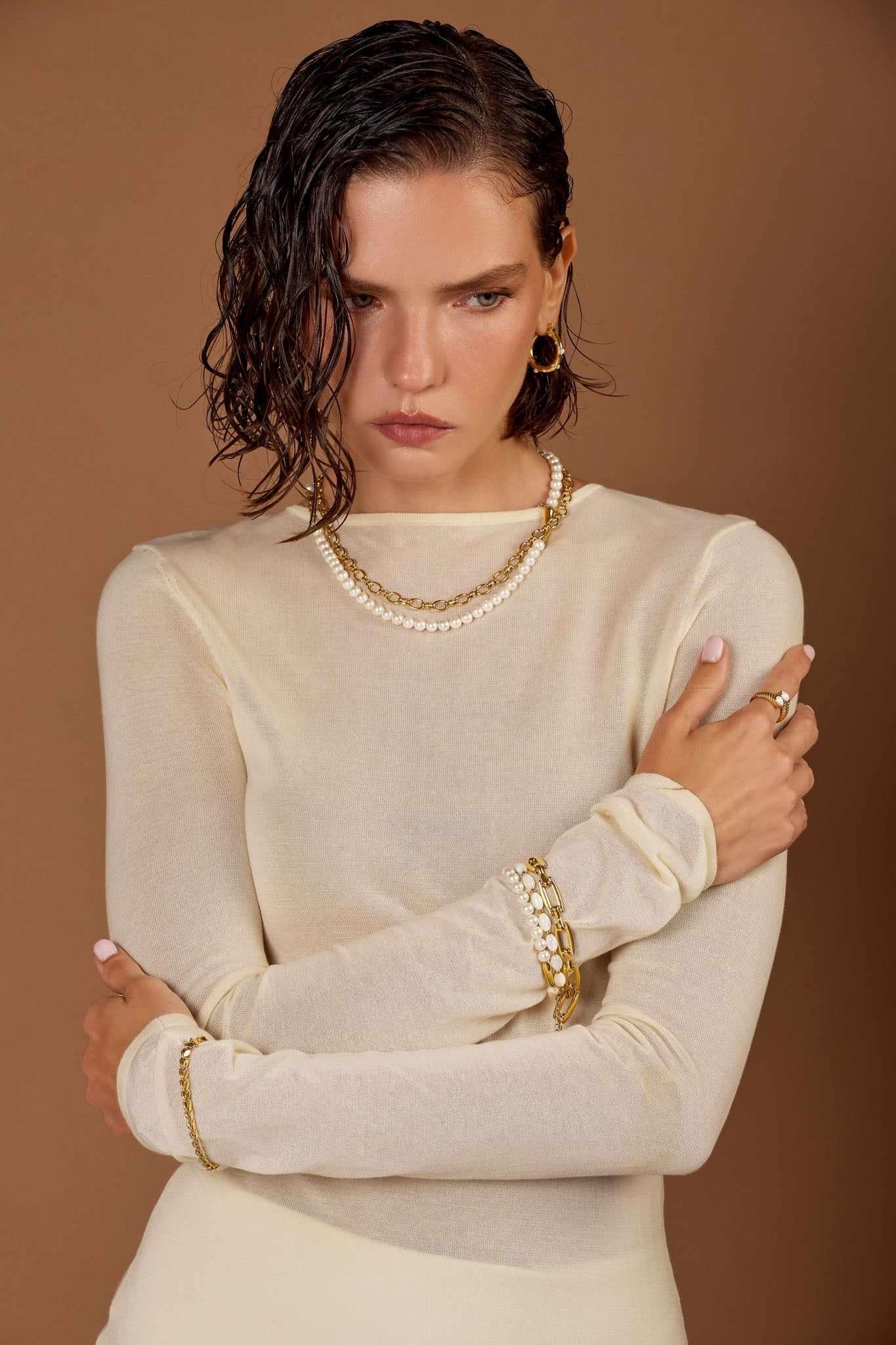Zahi gold pearl bracelet | waterproof - Image 2