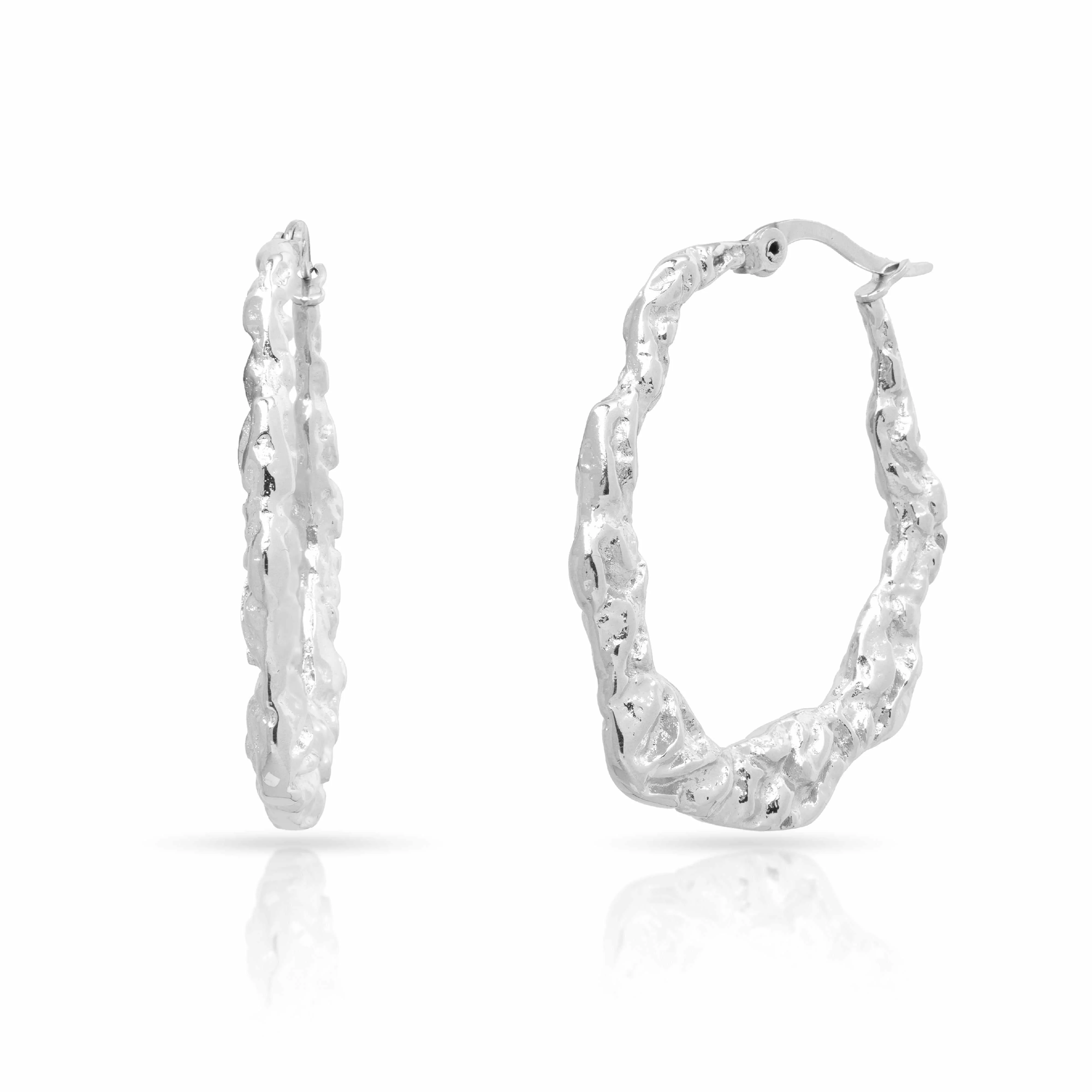 Zayla textured hoop earrings - Image 2